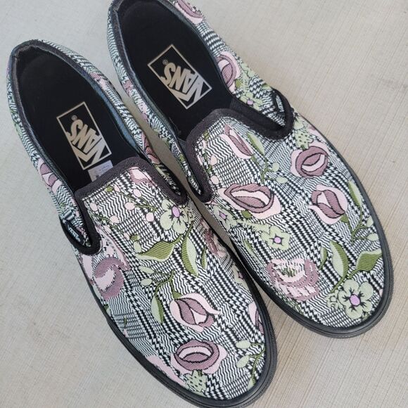 Nwob Vans Mens 8.5 Rose Patchwork Classic Chunky Slip-on Platform Tapestry Skate main image 7